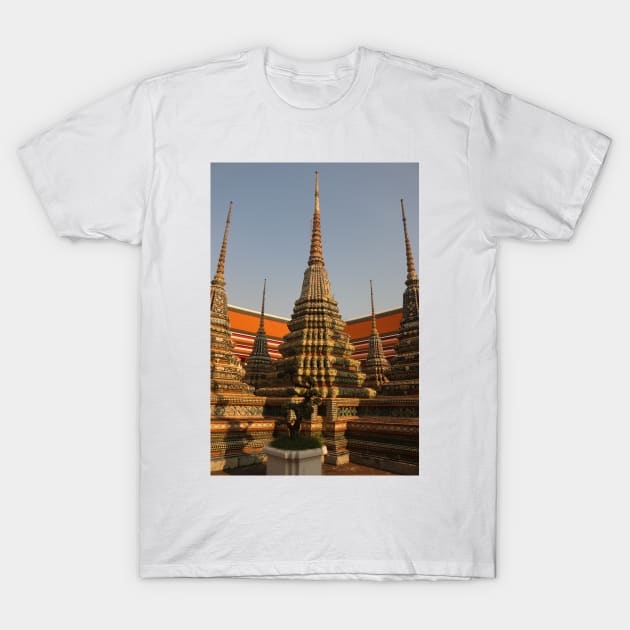 A group of small stupa at Phra Chedi Rai in Wat Pho temple, Bangkok T-Shirt by kall3bu